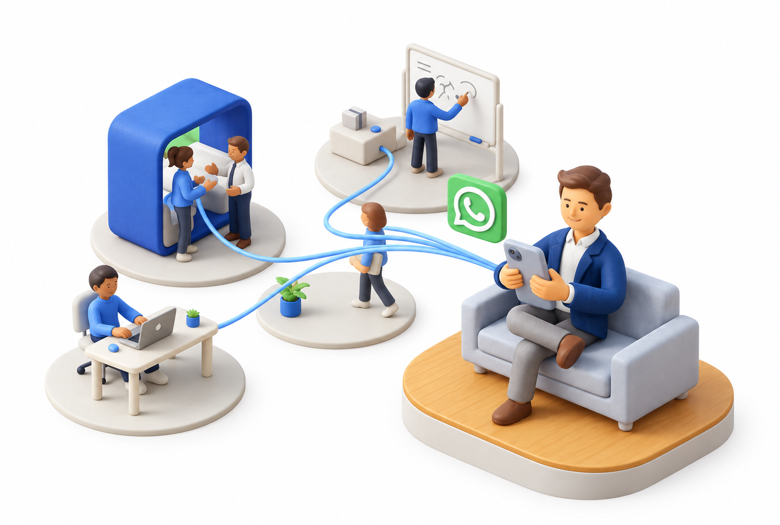 A business owner uses WhatsApp to stay connected with teams working across the business